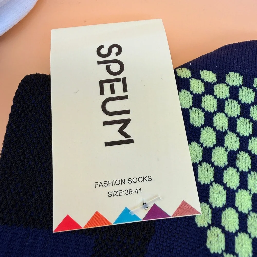 3 Pairs Speum Womens US 7-9 Compression High Non-slip Socks Navy, White, Pink